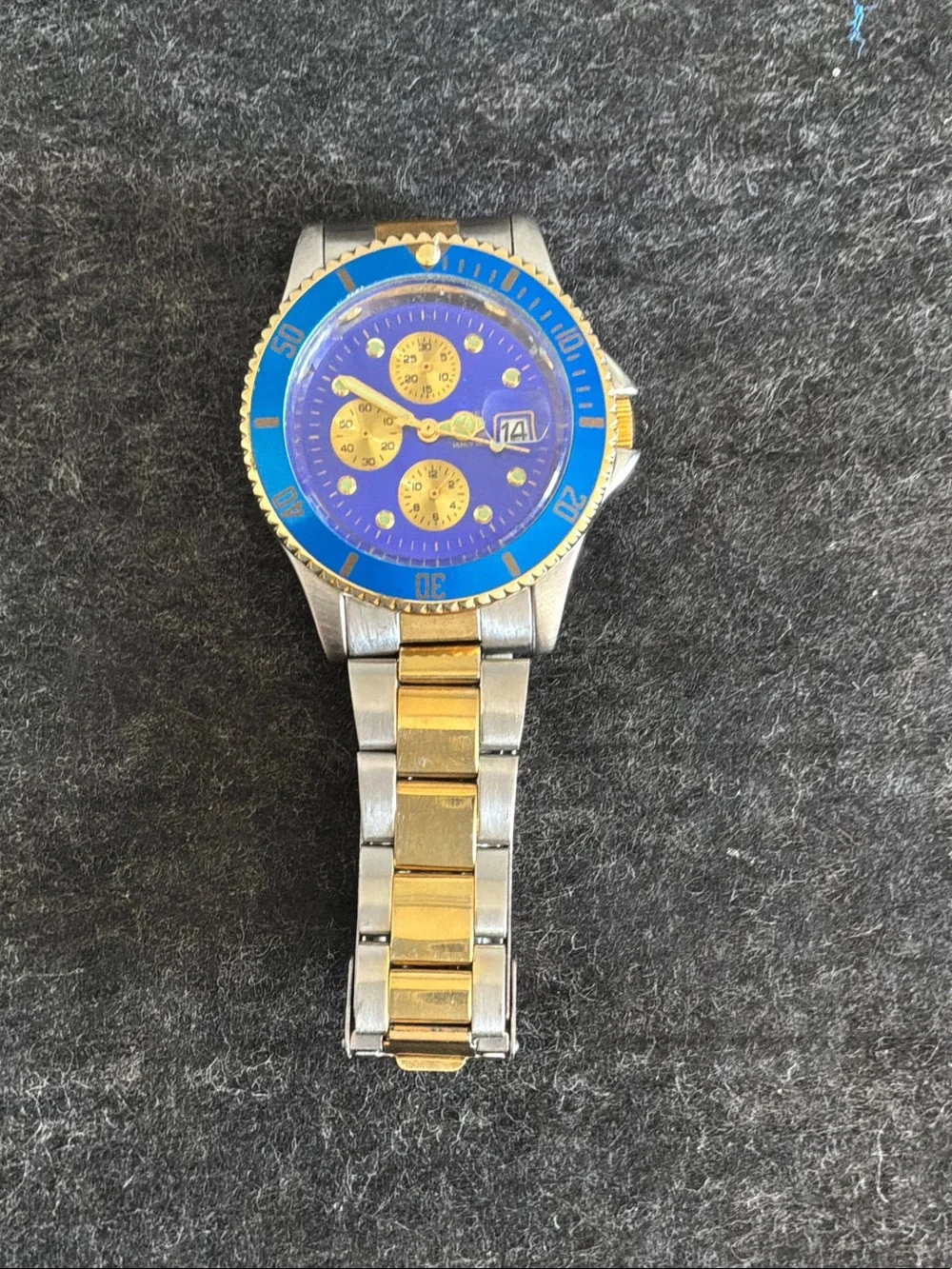 Geneva Gold and Blue Men’s Chronograph Watch